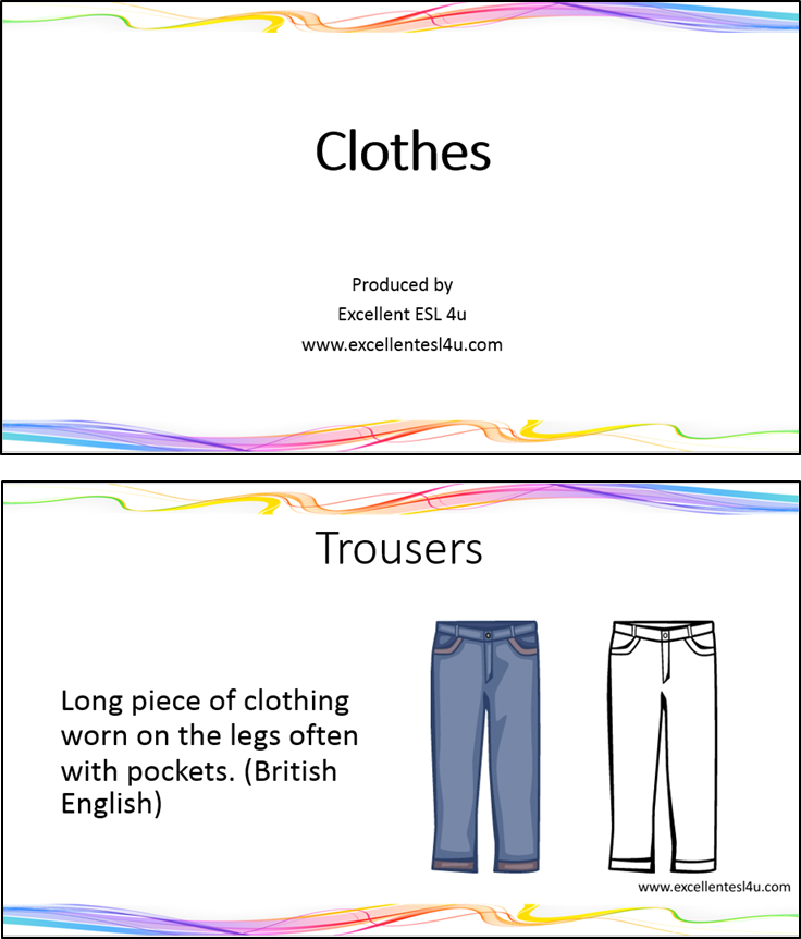 ESL Clothes Vocabulary